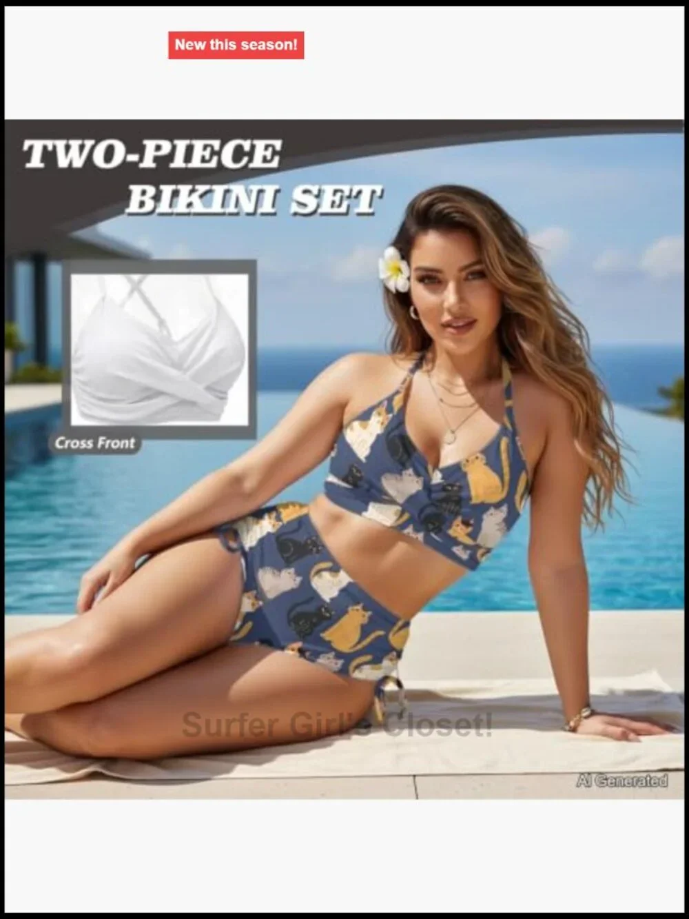 High Waisted Bikini Set Drawstring Tummy Control Two Piece Crisscross Tie Back